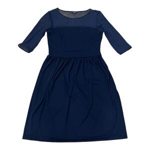 Emme Marella Navy Mesh Top Fit & Flare Dress L